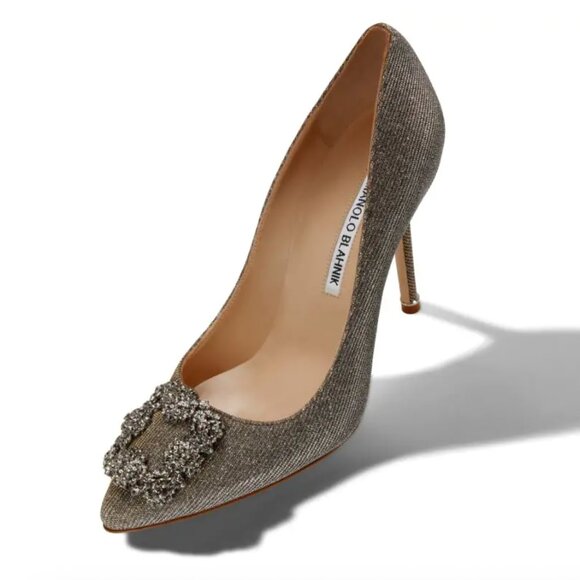 Manolo Blahnik Shoes - NWT Manolo Blahnik  Dark Gold Glitter Jewel Buckle Pumps 115mm (EU34.5)